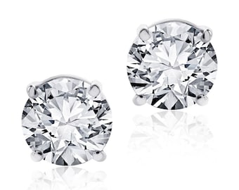 Orecchini a bottone a forma di cuore in argento sterling con zirconi