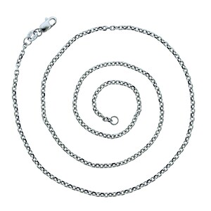 24インチ ケーブル ロロ リンク チェーン ネックレス 14K ホワイト ゴールド