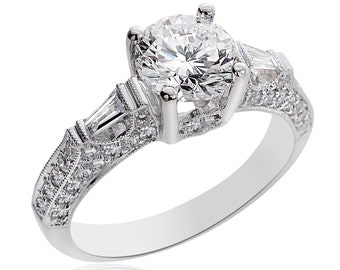 2.28 Carat I-SI1 Natural Round Cut Diamond Engagement Ring 14K White Gold
