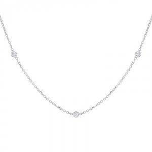 1.00 Carat Round Cut 5 Diamonds By The Yard Necklace 14K White Gold