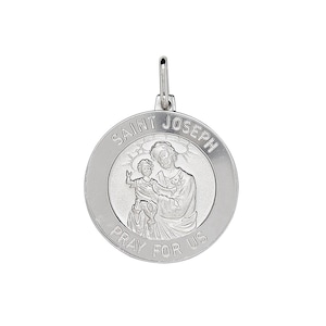 925 Argent Sterling Saint Joseph Pendentif Médaille Religieuse Italie