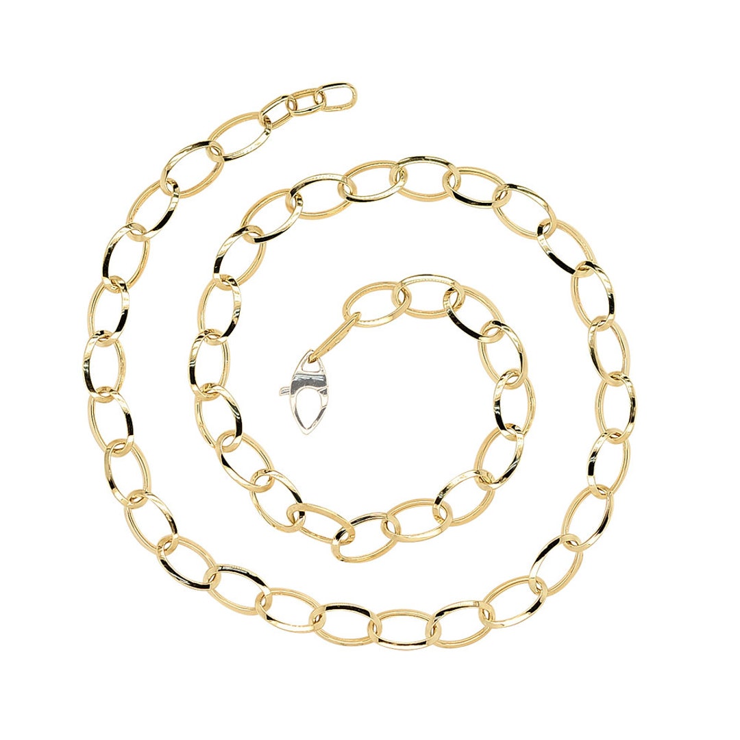 Cable Rolo Link Chain Necklace 14K Yellow Gold Italy - Etsy