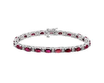 14K White Gold 12.50 Ct. tw. Ruby and Diamond Bracelet