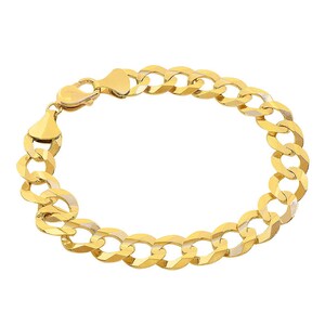 11.3mm 10K Yellow Gold Curb Link Bracelet