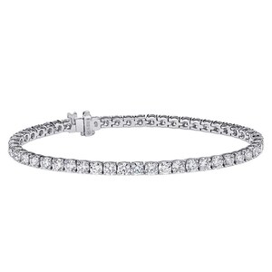 4.55 Carat Round Cut Diamond Tennis Bracelet 7&quot; 14K White Gold
