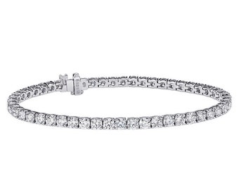 4.55 Carat Round Cut Diamond Tennis Bracelet 7" 14K White Gold