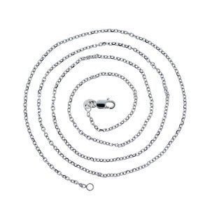22&quot; Cable Rolo Link Chain Necklace 14k White Gold