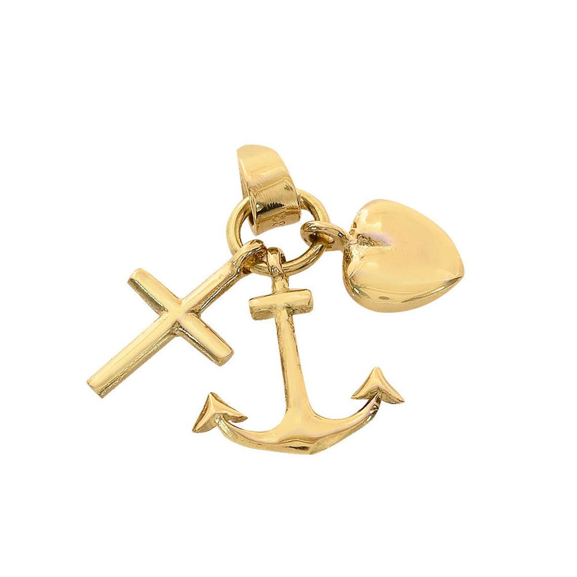 14k Yellow Gold Faith Hope & Love Charm Pendant Etsy