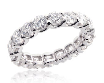 14K White Gold 3.85 tcw Round Brilliant Cut Diamond Eternity Wedding Band