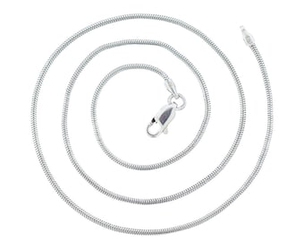 925 Sterling Silver Snake Chain Necklace 1.4 mm Made In Italy