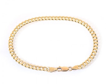 4.6 mm 14K Yellow Gold Cuban Link Curb Chain Bracelet Italy