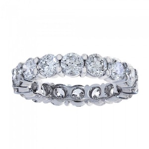 3.84 Carat Round Cut Diamond Eternity Band Ring 14k White Gold imagem 1