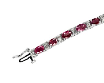 14K White Gold 12.50 Ct. Tw. Ruby and Diamond Bracelet - Etsy