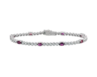 14K White Gold 3.00 Ct. tw. Ruby and Diamond Bracelet