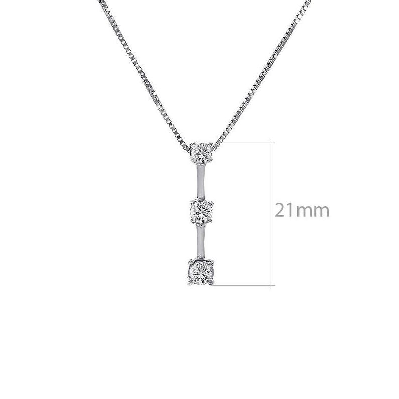 0.40 Carat Round Diamond Three Stone Journey Pendant on 16 Chain 14K White Gold image 5