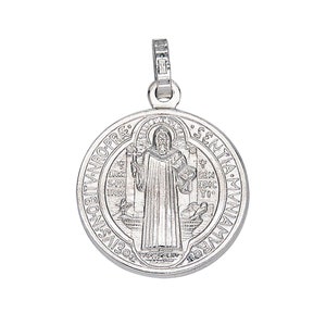 925 Sterling Silver St. Benedict Religious Medal Pendant Italy