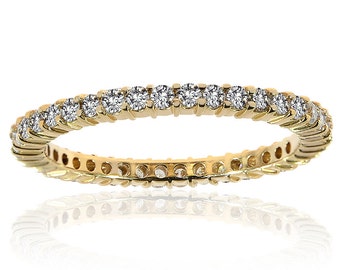 0.56 ctw Round Brilliant Diamond Eternity Wedding Band in 14K Yellow Gold