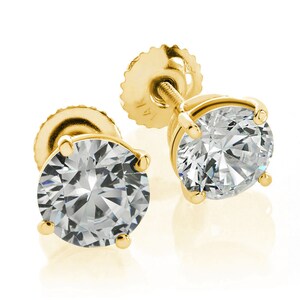 3.50 Ct. tw. Lab grown Diamond Round Brilliant Cut Screw Back Basket Stud Earrings Solid 14K Gold