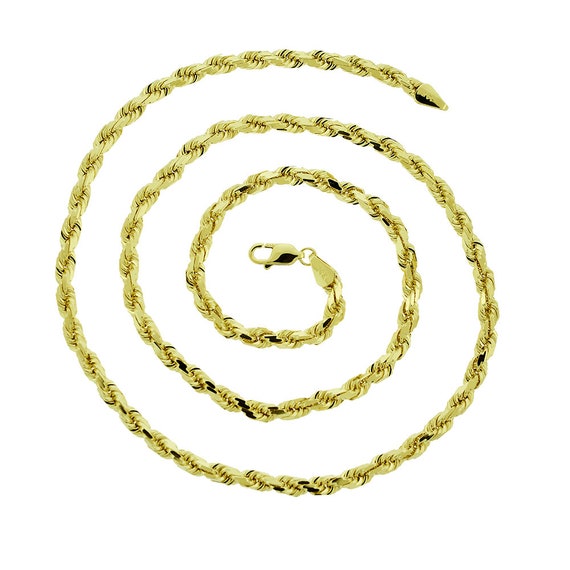 14k solid gold rope chain cheap 5mm