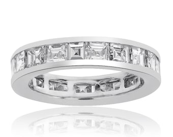 4.20 Carat Radiant Cut Diamond Eternity Band 14K White Gold