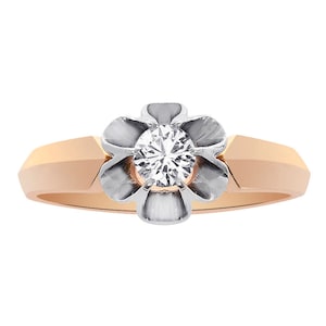 0.45 Carat Round Cut Diamond Vintage Engagement Ring 14K Rose Gold
