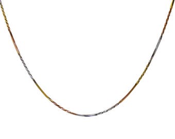 Twisted Snake Link Chain 18K Tri-Color Gold Over Silver Made In Italy