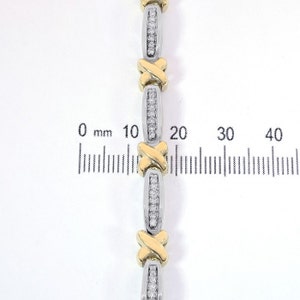 1.00 Carat Diamond X-Shaped Link 14K Two Tone Gold Bracelet image 4