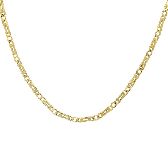 2mm 14K Yellow Gold Tiger Eye Link Chain Necklace Italy 17.9gr