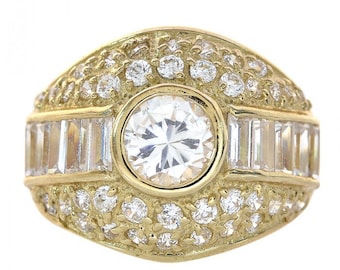 3.00 Carat Cubic Zirconia 14K Yellow Gold Ring
