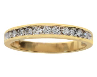 0.30 Quilate Damas Corte Redondo Diamante Anillo de Banda de Bodas 10K Oro Amarillo