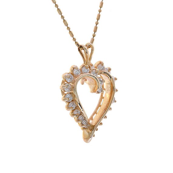 Diamond Heart Necklace Ct Tw Round-cut 14K Yellow Gold, 51% OFF