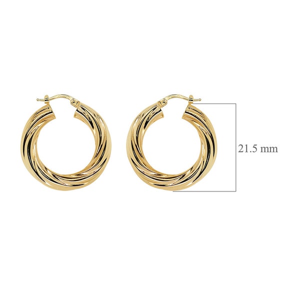 14 K Oro Giallo Lucido Orecchini A Cerchio Esagono - Foto 9