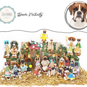Dog Nativity, Boxer Nativity, German Boxer, Nativity sets, Dog Lover Gifts, Boxer Lovers, Boxer figurine, Custom Dog Gifts, Boxer Ornament