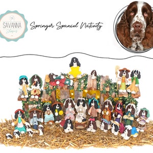 Dog Nativity, Springer Spaniel Nativity, Springer Nativity, Springer Lovers, Springer  figure, Springer Ornament, Springer gifts