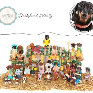 Dog Nativity, Dachshund Teckel, Nativity Sets, Dog Lover Gifts, Dachshund Nativity, Dachshund figurine, Dachshund Ornament, Custom Dog Gifts
