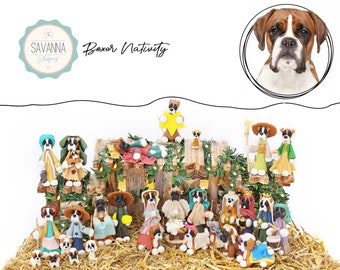 Dog Nativity, Boxer Nativity, German Boxer, Nativity sets, Dog Lover Gifts, Boxer Lovers, Boxer figurine, Custom Dog Gifts, Boxer Ornament