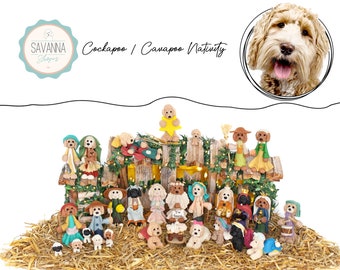 Dog Nativity, Cockapoo, Cavapoo, Nativity Sets, Cockapoo Nativity, Dog Lover Gifts, Cockapoo figure, Custom Dog Gifts, Cavapoo Nativity