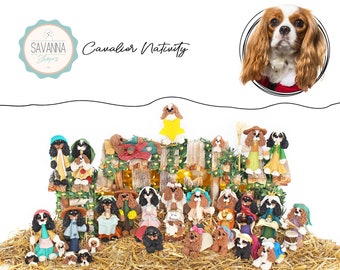 Dog Nativity, Cavalier, King Charles Spaniel, Nativity set, Cavalier Nativity, Cavalier Figure, Cavalier Ornament, Dog Lovers, Custom Dog