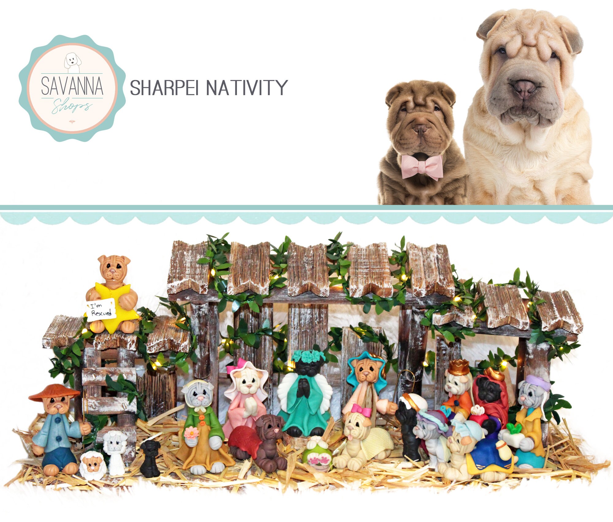 Dog Nativity Sharpei Nativity sets Etsy