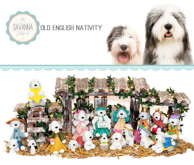 Dog Nativity Old English Sheepdog Nativity Sets Etsy UK