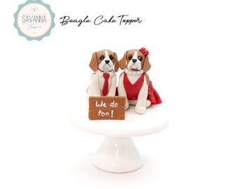 Clay Beagle Cake Topper: Dog Lover Wedding Decoration