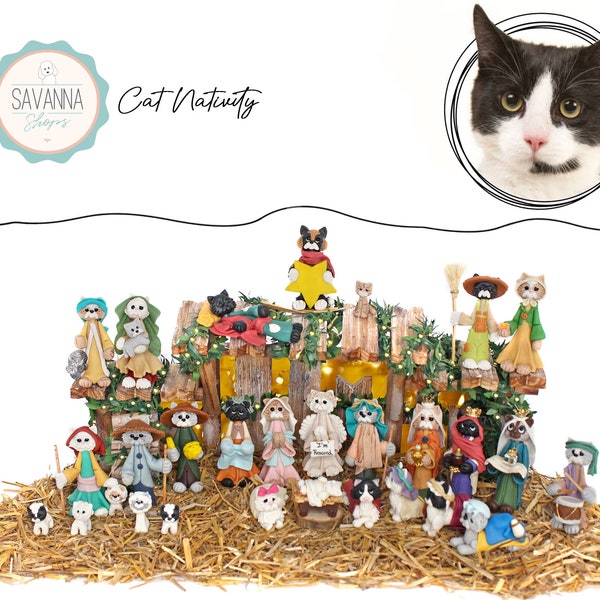 Cat Nativity, Nativity Set, Cat Lovers, Cat figure, Cat Ornament, Cat gifts, Custom Cat, Personalized Cat, Unique Gifts, Veterinarian gifts