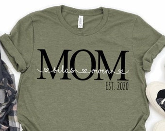 Custom Mom Established Year Kids Name Shirt