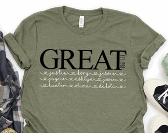 Custom Great Grandmother Shirt, Established Year Kids Name Shirt, Mom Life Tee, Mother's Day Shirt, Mom Shirt
