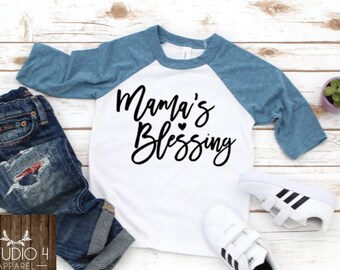 Mama's Blessing Matching Mom and Me Toddler Kids Baseball Shirt Set