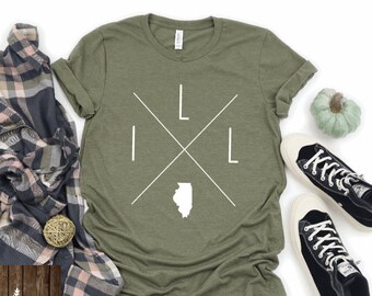 Illinois Shirt, Unisex IL Shirt, State of Illinois, Midwest Traveler Shirt, I Love Illinois Gift, Springfield Illinois Shirt, Midwest OPE