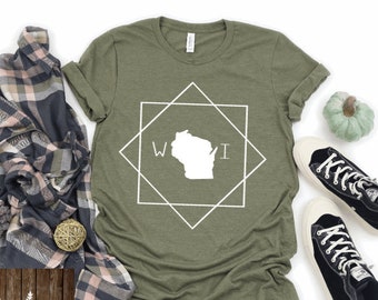 Camisa de Wisconsin, camisa Unisex WI, camisa del estado de Wisconsin, OPE del medio oeste, grandes lagos, regalo de Wisconsin