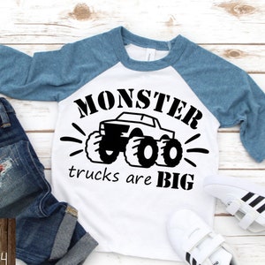 Monster Trucks sono grandi, Toddler Boys Song Shirt, Monster Truck Birthday, Kids Birthday Shirt, Monster Truck Gift for Boys, Baseball