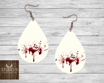 Blood Splatter Dangle Earrings, Dark Gothic Fashion Jewelry, Vampire Fan Gift Idea, Halloween Bloody Earrings