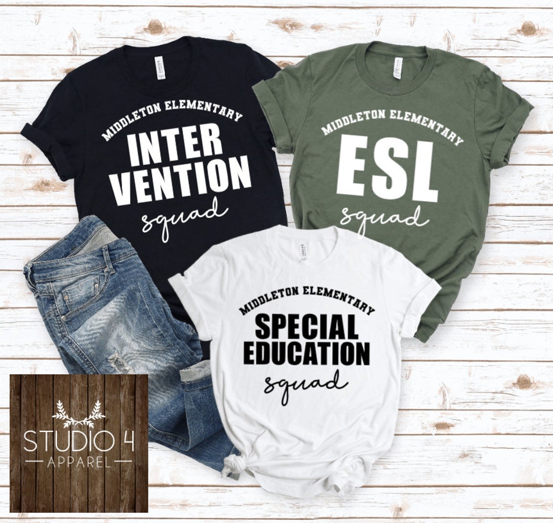 School Staff Shirts, Elementary School Name, Teacher Squad, Custom